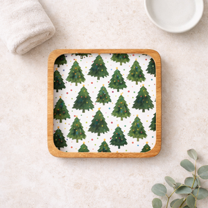 Plateau de service artisanal en bois de manguier émaillé, motif sapin de Noël, pour snacks et fruits secs, idéal pour la maison, l'hôtel et la restauration - Product Image 4
