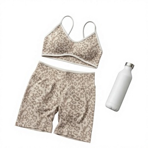 Ensemble décontracté pour femme : soutien-gorge de sport et short en coton tricoté respirant – Tenue de yoga et d'entraînement 100 % coton – Mode été Activewear - Product Image 6