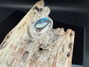 Blue Labradorite Cuff Bracelet 925 Sterling Silver Handmade Adjustable Gemstone Bracelet Statement Jewelry Gift - Product Image 5