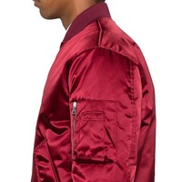 Blouson Bomber en Satin Bordeaux pour Homme, Coupe-Vent, Col Montant, Fermeture Éclair, Manteau Décontracté de Haute Qualité à Manches Longues, Vêtements pour Hommes