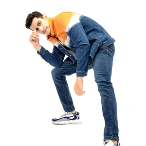 Men's Color Blocking <b>Denim</b> Jacket Dip Dye Cotton Casual <b>Coat</b> Autumn Regular Fit Button Fly Jeans <b>Coat</b> with Pockets - Product Image 3