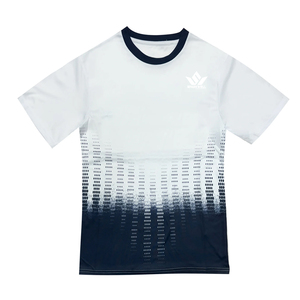 เสื้อวอลเลย์บอลชายสีขาวกรมท่าแบบสั่งทำพิเศษ คอกลม แขนสั้น ระบายเหงื่อได้ดี ผลิตจากโพลีเอสเตอร์ สำหรับผู้ใหญ่ ชุดกีฬาทีม - Product Image 4