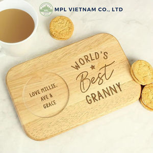 Bandeja de Servir de Bambú Ecológica de Lujo con Grabado de Logotipo Personalizado, Plato para Aperitivos con Portavasos para Nueces y Galletas - Product Image 4
