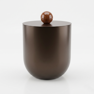 Elegante Cubitera de Bronce Oscuro con Tapa Redonda de Madera y Cuchara Perforada a Juego, Aislamiento Premium, Estilo Moderno para Bar - Product Image 2