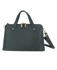 Bolso de Mano de Cuero Genuino Verde de Alta Calidad para Mujer, con Cierre, Dos Asas de Transporte, Bandolera, Venta al Por Mayor, Logotipo y Colores Personalizados OEM - Product Image 1