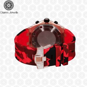Montre de luxe Charm Jewells en acier inoxydable, cadran de 40 mm, bracelet en silicone de 20 mm, lunette sertie de diamants, chronographe, mouvement mécanique, date automatique - Product Image 4
