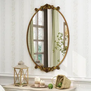 Oval Brass <b>Wall</b> Mirror 36x24 Inch Traditional Decorative <b>Frame</b> for Living Room Entryway Home Decor - Product Image 4