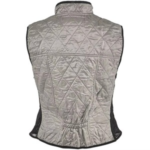 Chaleco Acolchado sin Mangas para Mujer, Cortavientos, con Cierre de Cremallera, Color Gris Sólido con Forro Azul, Ropa Ecuestre - Product Image 5