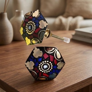 Ba Stone Glass Metal Cabinet Knob Mosaic Design Industrial Traditional Dresser Handle Durable Eco-Friendly Easy Furniture - Product Image 6