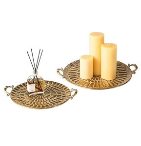 Direct Factory Supply Brass Metal Rounded Frame Modern Design Decorative Jewelry and Makeup Storage <b>Mirror</b> <b>Trays</b> - Product Image 4