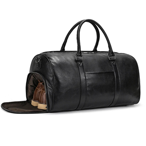 Men's Genuine Leather <b>Duffel</b> <b>Bag</b> 30-40L Zipper Closure Soft Handle Casual Style Interior Compartment Gym Travel <b>Bag</b> - Product Image 1