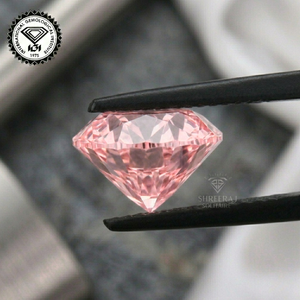 Diamants ronds brillants cultivés en laboratoire, 0,50 carat, couleur rose vif fantaisie, excellente taille, pour la fabrication de bijoux - Product Image 3