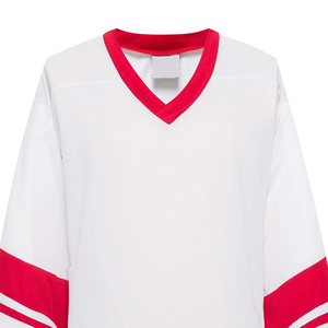 Maillot de hockey sur glace pour homme, 100% coton, coupe ajustée, col en V, manches courtes, respirant, chemise de sport - Product Image 3