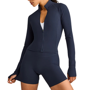 Women's Lightweight Full <b>Zip</b>-<b>Up</b> <b>Crop</b> Gym Hoodie Casual Sport Yoga Training Jacket for Winter Seamless Fitness Wear - Product Image 1