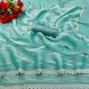 Sari de Seda Premium VASTRA COTTAGE con Bordado Zharkhan y Intrincado Corte Decorativo para Fiestas y Bodas - Product Image 1