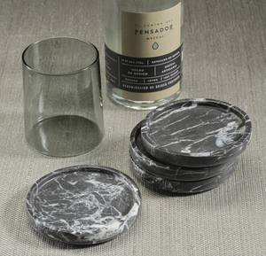 Ensemble de 4 sous-verres en marbre noir, sous-verres en pierre naturelle écologiques, accessoires de table de luxe, accessoires de bar, café, cocktail - Product Image 4