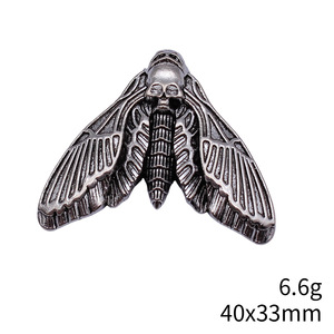 Placa en blanco de aleación de zinc con diseño de polilla muerta de 40x33mm, acabado en plata antigua, para adorno de peine de pelo gótico - Product Image 3
