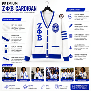 Zeta Phi Beta Finer Embroidery Women Acrylic <b>Cardigans</b> | ZOB Sorority Embroidered Ladies Custom Style <b>Cardigan</b> <b>Sweater</b> - Product Image 5