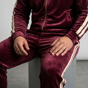 <b>Men</b> <b>Thermal</b> Woven Velvet Tracksuit Set Zip up Hoodie Jogger Pants Soft Velour Streetwear Casual Outfit 100% Polyester - Product Image 3