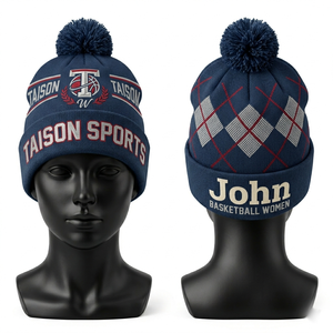 Gorro de Baloncesto para Mujer, Premium, 320 GSM, Tejido Acrílico Suave, Color Rosa, Patrón Jacquard, Logotipo Bordado Personalizado, Ajuste Cálido - Product Image 3