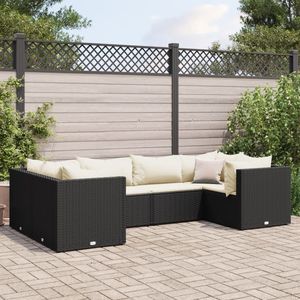 Set Lounge da Giardino Nero e Bianco Crema per Esterni - Product Image 1