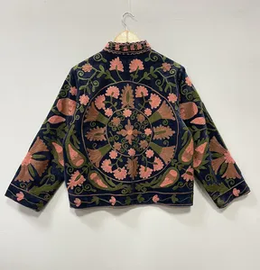 Chaqueta de Invierno de Lujo para Mujer, Estilo Boho Hippie, Bordada con Suzani, de Algodón y Terciopelo, Ropa de Abrigo Unisex para Vacaciones, al por Mayor - Product Image 3