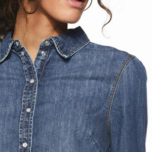 Blusa de Algodón Oversize de Moda para Mujer, Camisa Vaquera Vintage con Estampado Floral a Cuadros, ¡Gran Venta! Nueva Blusa Vaquera Única y a la Moda - Product Image 5