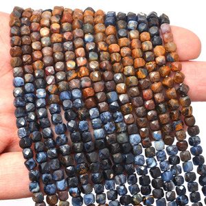 Pietersita AAA+ de 4 mm, Cuentas Cúbicas Facetadas 3D, Pietersita Natural, Piedra Semipreciosa, Cuentas Sueltas Tipo Briolette para Joyería - Product Image 3