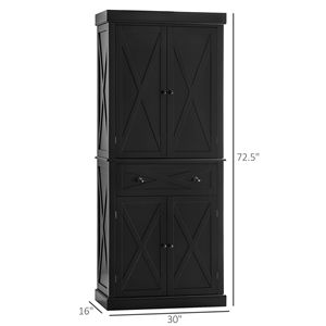 72-Inch Black Kitchen Pantry Storage Cabinet with <b>6</b> Tiers 1 <b>Drawer</b> 4 Adjustable Shelves - Product Image 3