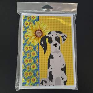 การ์ดอวยพรแบบ Dane sunflowers Harlequin Great Dane การ์ด A7เปล่า8ใบพร้อมซองขนาด5x7 - Product Image 3