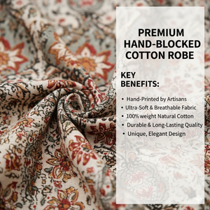 Kimono de Algodón Floral Color Verde Azulado Premium |   Bata de dormir de manga larga con cuello en V para mujer |   Túnica Boutique con Cordón Ajustable, Hecha a Mano - Product Image 6