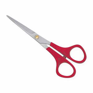 Ciseaux de coiffure professionnels à manche en plastique rouge, prix de gros, ciseaux de barbier en acier inoxydable pour salon de coiffure - Product Image 1