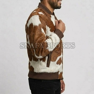 All Sizes Custom Made Outdoor Fashionable <b>Men</b> Cowhide <b>Leather</b> <b>Jackets</b> Top Selling Hair on <b>Leather</b> <b>Jackets</b> - Product Image 5