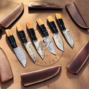 Cuchillo de caza y camping de acero de Damasco personalizado con mango de madera Pakka, OEM, venta al por mayor, para el mercado estadounidense, de espiga completa, de lujo, para exteriores, para el mercado europeo. - Product Image 3