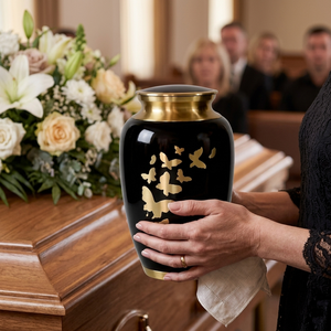 New Brass Cremation Urn Memorial Ashes <b>Jar</b> Gold Butterfly Inlay Unique Funeral <b>Jars</b> Hot Sale Keepsake Decorative Burial Urns <b>Jar</b> - Product Image 4