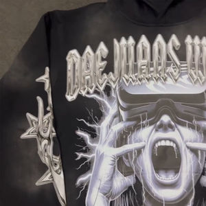 Sudadera con Capucha Personalizada OEM, Estilo Casual Urbano, Tema de Banda de Rock, Efecto Deslavado al Sol, Impresión Digital para Hombre - Product Image 4