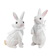 Figurine de lapin en rotin pour la décoration de Pâques, décoration de printemps et de fêtes