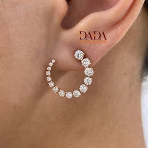 Pendientes de Aro Abierto con Diamantes Redondos Brillantes Cultivados en Laboratorio, Graduados Imperialmente, Elegantes, en Oro Rosa, Joyería Fina para Mujer - Product Image 1
