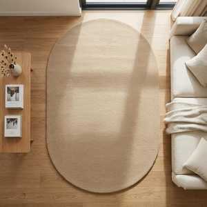 Alfombra Ovalada de Lana de Color Sólido, Antideslizante, de Pelo Medio, con Diseño Floral Escandinavo, Ecológica, Apta para Mascotas, Gruesa, para Sala de Estar - Product Image 1