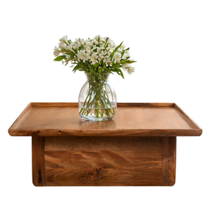Modern Solid Mango Wood Wide Square Top With Subtly Raised Edges Natural Finish <b>folding</b> Durable Living Room Center Coffee <b>Table</b> - Product Image 1