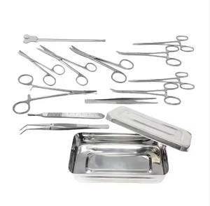 Azicon's 13 Pcs Basic Minor Surgery Set with Box Stainless Steel Scalpel Forceps Scissors <b>Needle</b> Holder Sterilization <b>Case</b> - Product Image 1