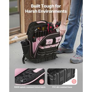 Borsa da Lavoro per Elettricisti Resistente con 56 Tasche, Zaino Porta Attrezzi con Base Sagomata e Scomparto per Laptop, Logo in Gomma - Product Image 2