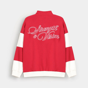 Sweat-shirt à col montant pour homme, rouge, avec logo brodé, coupe ample, style décontracté, tissu en molleton français - Product Image 2