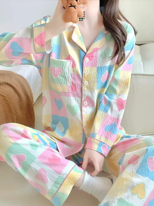 Pyjama doux nuageux pour femme 2026 – Nouveauté, ensemble deux pièces à manches longues et pantalon taille élastique pour le printemps - Product Image 4