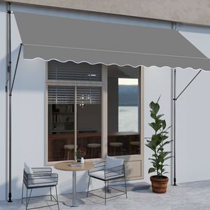 Tenda da Sole Retrattile Grigia 300 cm L x 120 cm P x 200 cm-300 cm A in Poliestere Spalmato per Ombreggiatura Autoportante - Product Image 3