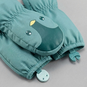 Mitaines de ski d'hiver pour enfant, isolées thermiquement, en polyester, avec fermeture à cordon, imprimé pingouin, vert - Product Image 6