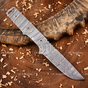 Cuchillo de Caza de Acero de Damasco Hecho a Mano Directo de Fábrica, Hoja en Bruto de Punta Caída, Espiga Completa, DIY, OEM, Personalizado - Product Image 3