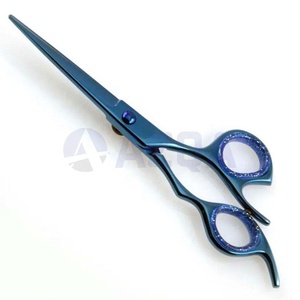 Ciseaux de coiffure professionnels en acier inoxydable de haute qualité, revêtement plasma bleu, lames affûtées, pour salon de coiffure et barbier. - Product Image 4