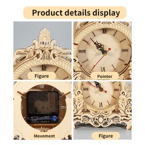 Kit de Modelo de Reloj de Madera 3D - Bloques de Construcción Arquitectónicos DIY, Decoración de Escritorio, Regalo Creativo - Product Image 3