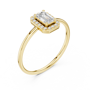 Bague Halo en Or Jaune Luxe avec Émeraude Taillée pour Femme – Élégante pour Fiançailles, Mariage, Anniversaire – Bijou Tendance, Idée Cadeau - Product Image 4